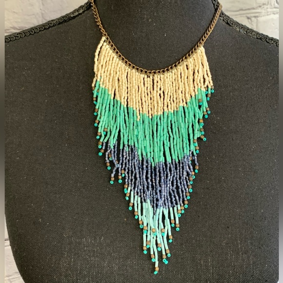 Hand Crafted Jewelry Southwest Ombr Waterfall Seed Bead Vintage